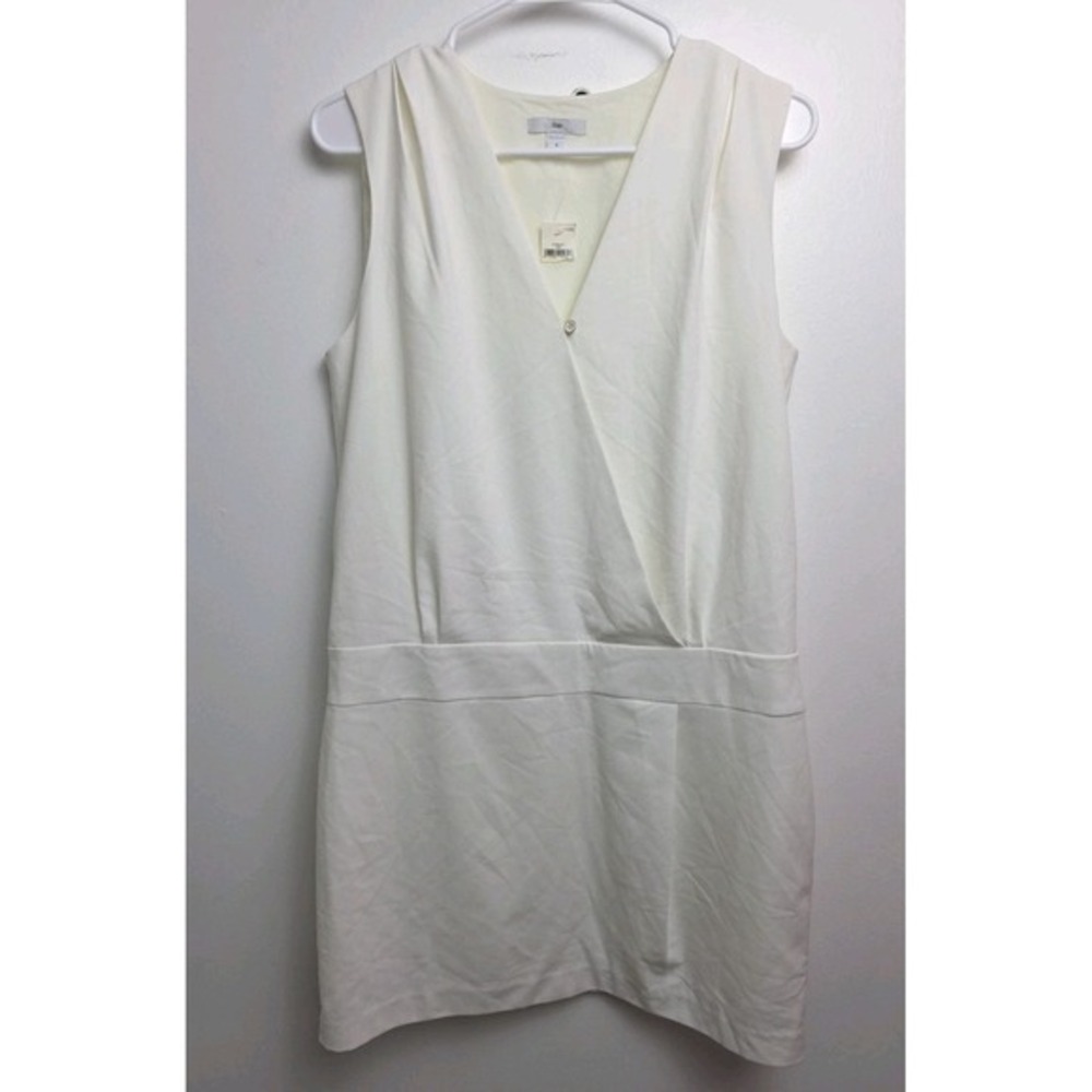 Gap Ivory Sleeveless Front‎ Cross Over V-neck Dress Size 8 Garden Party Cocktail